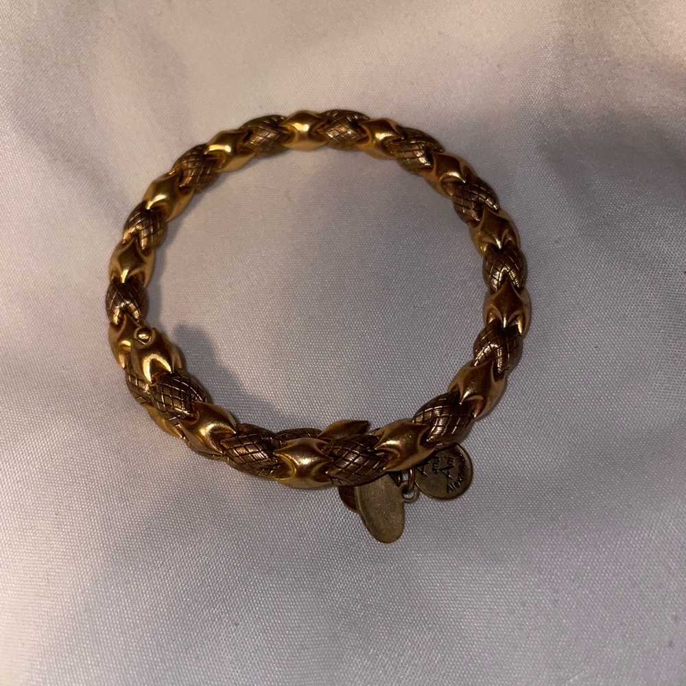 Alex and Ani Vintage Sixty-Six beaded wrap bracelet in a goldtone finish.